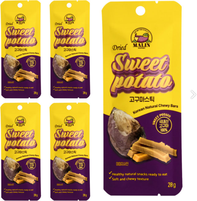 말린 스윗 국내산 고구마 스틱, 5개, 20g
