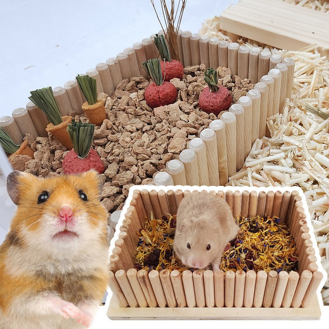 햄스터 자연주의 용품 울타리 화단 사각형 L, 나무색, 1개