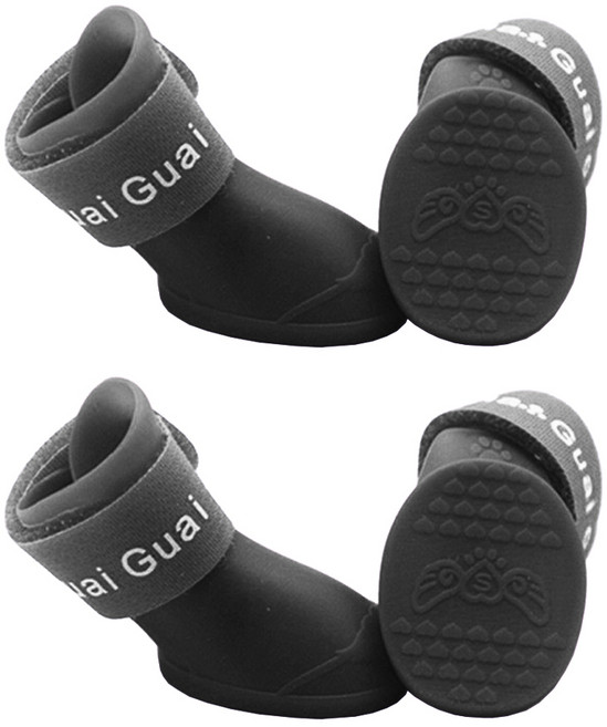 타키타키 강아지 반려동물 신발 레인부츠, 블랙, 1개