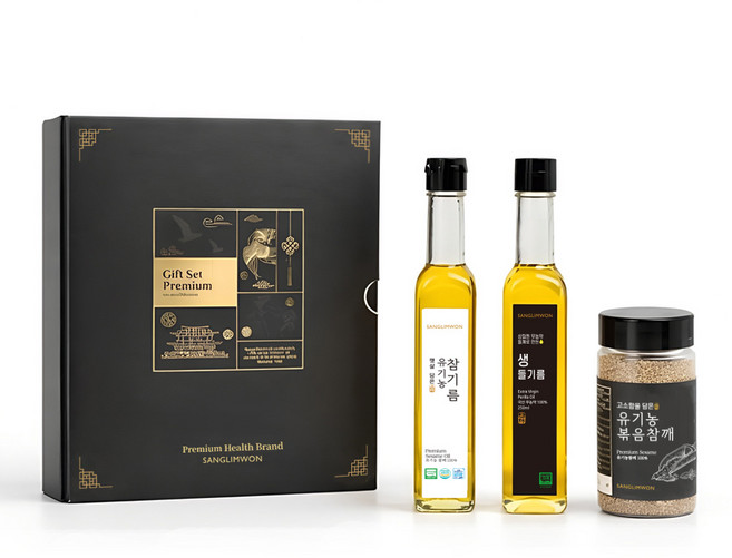 [선물세트] 상림원 프리미엄 오일 선물세트 B형(무농약 생들기름250ml+유기농 저온참기름250ml+유기농 볶음참깨160g), 3개, 250ml