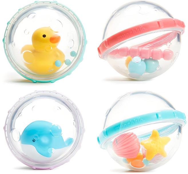 먼치킨 유아용 목욕놀이 플로트 버블 4종 세트, 혼합색상, 1세트
