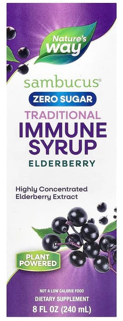 Nature's Way Sambucus® 전통 면역력 강화 시럽 설탕 무함유 엘더베리 50mg 240ml(8fl oz) NWY-15331, 118.294 ml, 1개, 240ml - 쿠팡