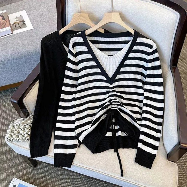 가을 니트 티셔츠 빅사이즈 날씬해 보이는 이너티 캐주얼 겨울상의 레이어드핏 여성니트 D99U