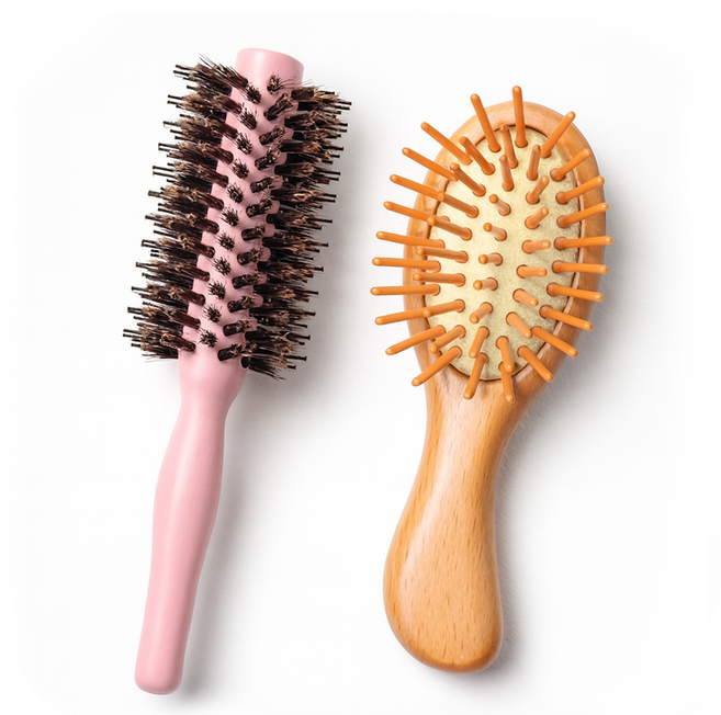 아초미 미니 헤어브러쉬 세트 헤어롤 여행용빗 휴대용빗, 1개