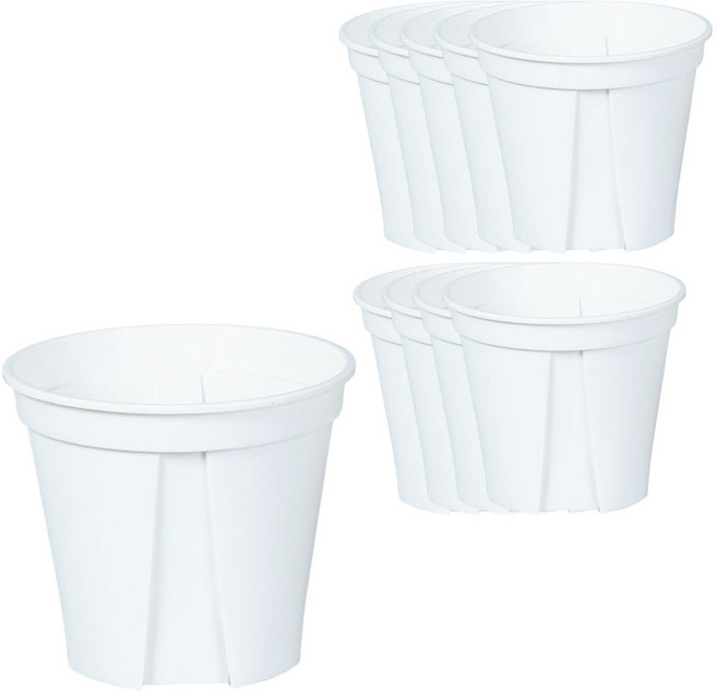 식물생각 원형 플라스틱 슬릿 화분, 화이트, 10개