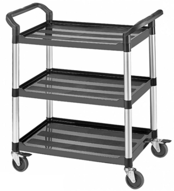 LYR三層手推車 多用途餐車/工作車/置物車 高承重物流手推車, 黑色, 1套裝