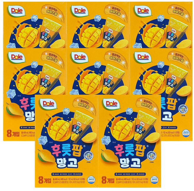 Dole 돌 후룻팝 망고 망고팝 얼려먹는주스, 496ml, 8개