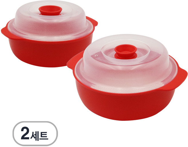 니드앤니드 2019년형 전자렌지 찜기 V2, 레드, 2세트
