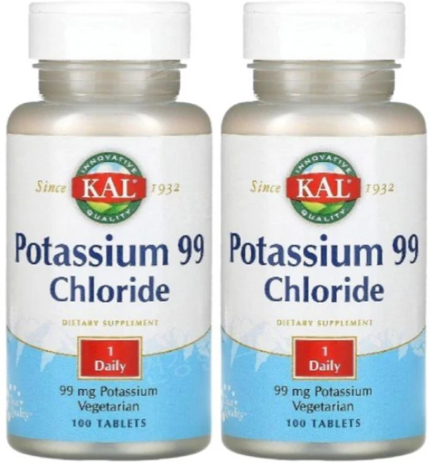 KAL 칼륨 99 염화물 99mg 100정, 2개 - 쿠팡