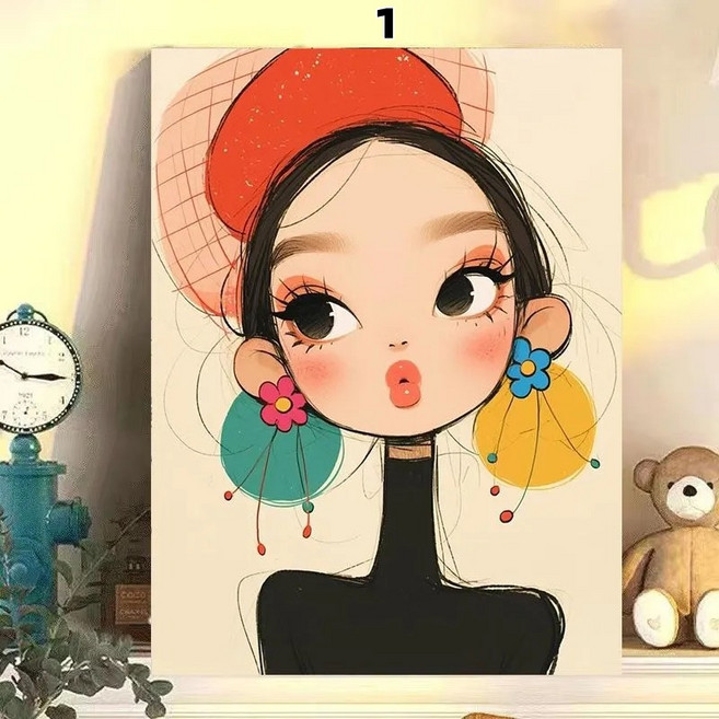 DIY 명화그리기 그림 그리기 유화 페인팅 예쁜 소녀, 1, 40*50, 1개