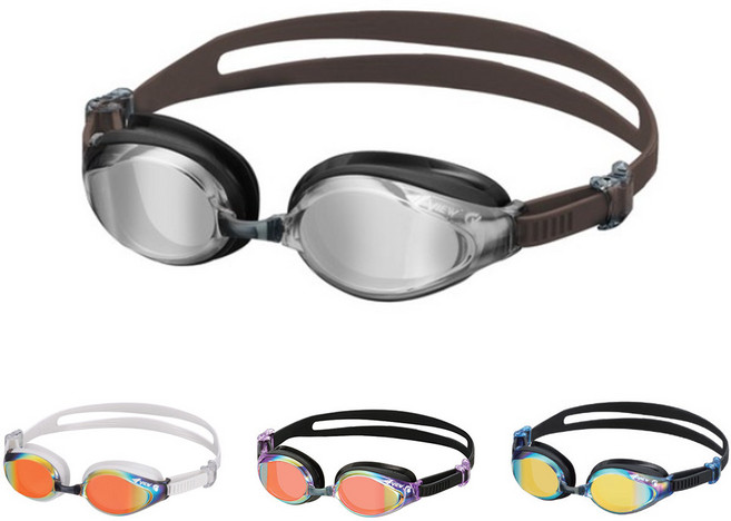 뷰 수경 V640ASAM(2120) 엑셀런트 핏 패킹 미러수경 스와이프 물안경 안티포그, 1개, 블랙