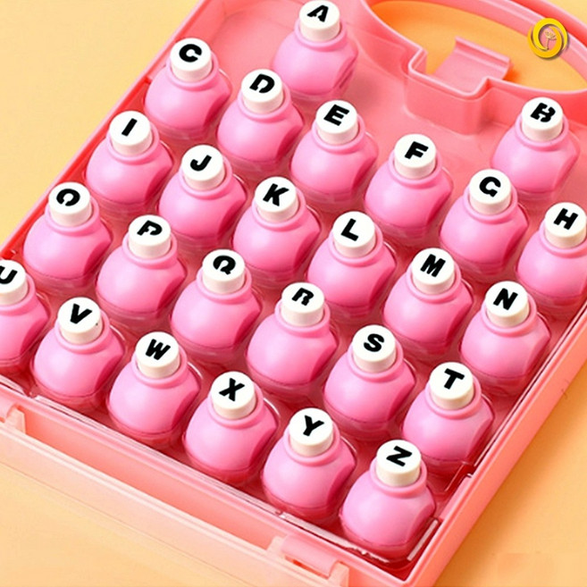 모양 펀치 세트 알파벳 스탬프 영어 이름 커팅기 미니 핑크