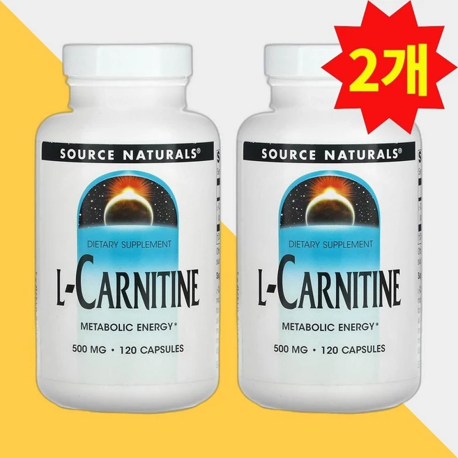 Source Naturals L-카르니틴 500mg L-Carnitine, 2개, 120정 - 쿠팡