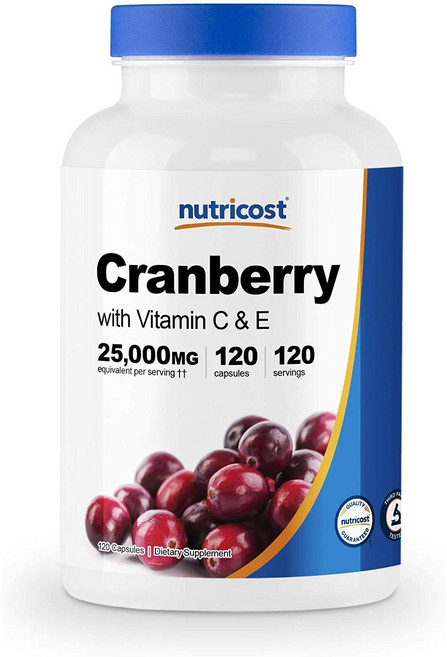 뉴트리코스트 크랜베리 비타민 C & E 25000mg 캡슐, 120 Count1, 1개, 120정