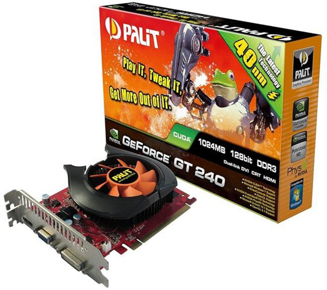 Palit nVidia GeForce GT 240 1GB DDR3 DVI/HDMI PCI-Express 비디오 카드 NEAT2400FHD01