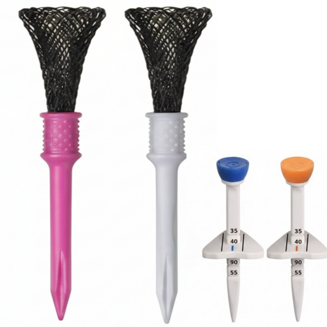 무저항 네트 비거리 에이밍 골프티 1+1세트, 1세트, 혼합색상2+2