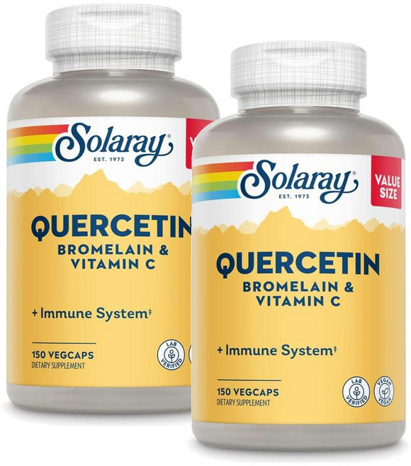 솔라레이 퀘르세틴 브로멜라인 비타민C 캡슐 Solaray Quercetin Bromelain, 2개, 150정