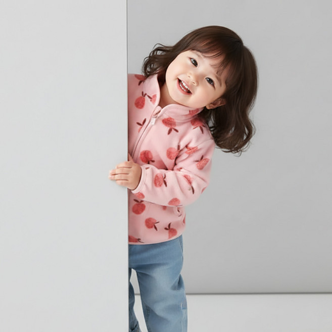 몽실이 패턴 폴라폴리스 집업점퍼 간절기 캠핑 나들이 아우터