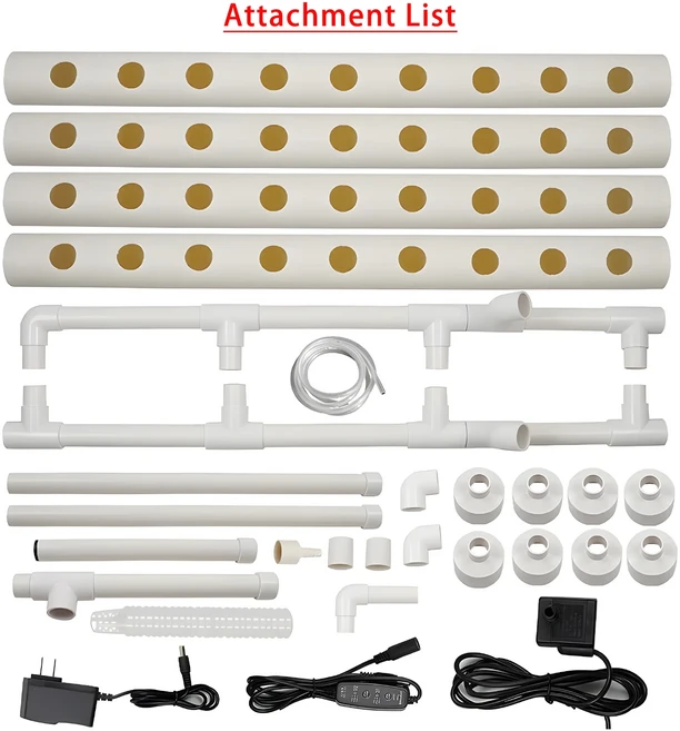 36/사이트 수경 재배 시스템 키트 PVC 파이프 정원 심기 야채 허브 성장, 1개