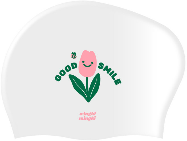 윙키밍키 굿스마일 실리콘 롱헤어 긴머리 빅사이즈 수모 수영 모자, 1개, WHT