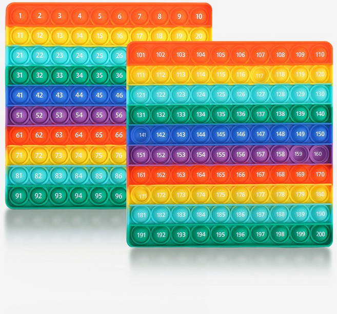 푸쉬팝 양면 수배열 1-200 무지개 수세기 수교구 스트레스해소 장난감 팝잇 뽁뽁이, 푸쉬팝양면수배열-레인보우, 1개