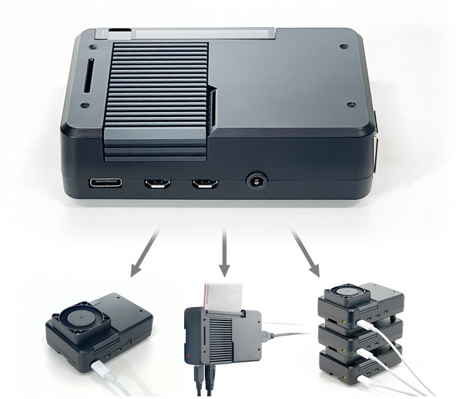 라즈베리파이 4 전용 올인원 방열 케이스[무광 블랙 바디]