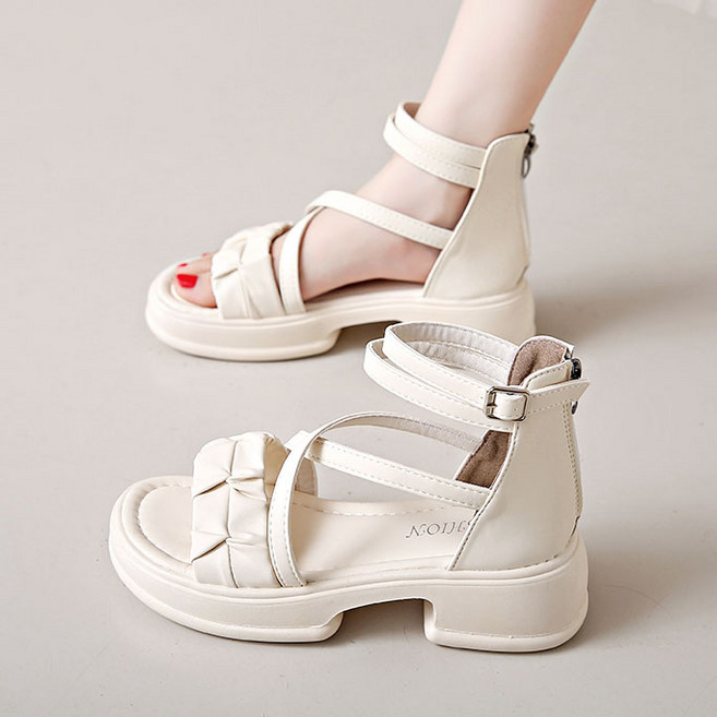 Modern Fashion 여성 데일리 5cm 키높이 로우힐 샌들 X23