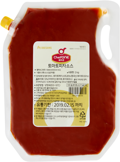 대상 쉐프원 토마토피자소스, 2kg, 1개