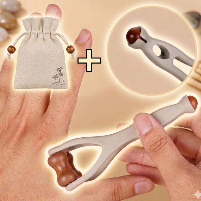 모노리 휴대용 손가락 혈자리 마사지기 관절 지압 피로완화, 브라운, 1개