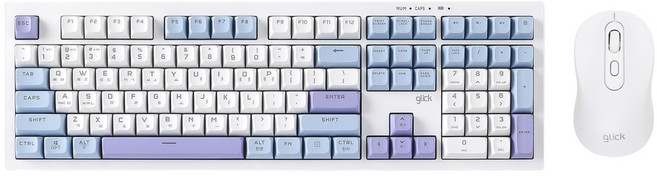 지클릭커 오피스프로 사일런스 M 무소음 무선 블루투스 108 키보드 마우스 세트, 일반형, Sky City, WMK90