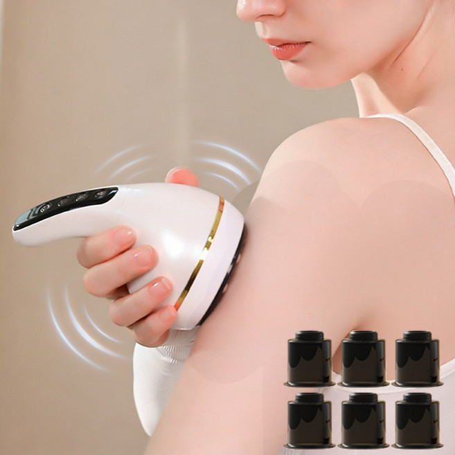 Mochae 스마트 괄사 마사지기 9단 조절 목 어깨 안마기 전동 괄사기 흡착형 적외선 경락 마사지기, 흰색