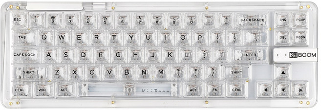 KiiBOOM Phantom 68 65% 기계식 키보드 핫스왑 투명 유선 블루투스 5.0 2.4GHz, Crystal Clear