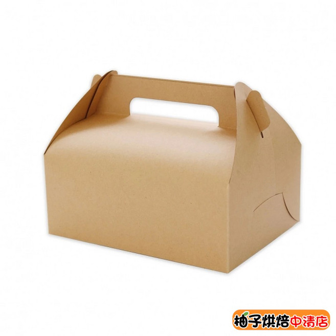 (柚子烘焙食品)手提牛皮紙盒 餅乾盒 西點盒 大手提盒 包裝盒 瑞士捲盒 蛋糕盒 麵包盒 甜點盒 點心盒 手提餐盒 烘焙, 1個