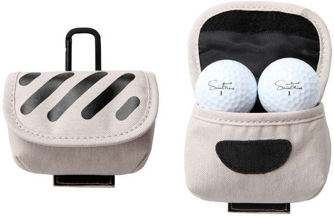 위티코코 볼파우치 골프공 주머니 콤브패턴 디자인 투볼케이스, 아이보리, 1개