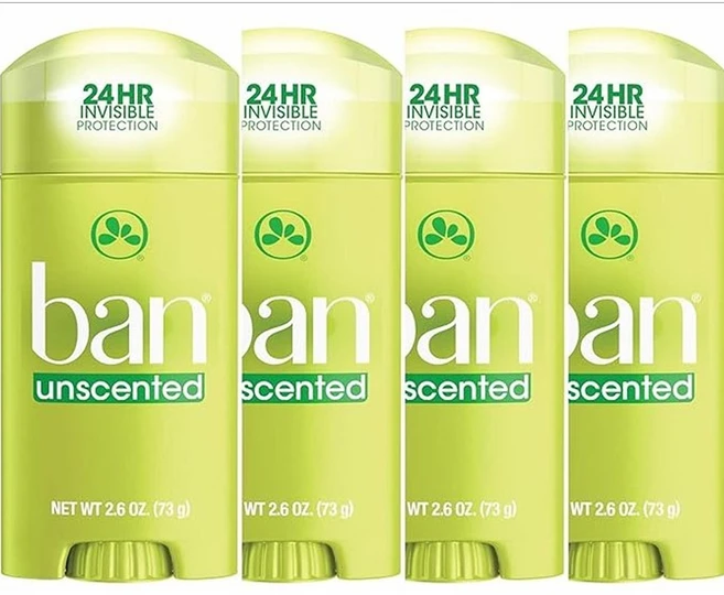 Ban Antiperspirant Solid Deodorant Unscented 반 솔리드 데오도란트 무향 2.6oz(73g) 4팩, 4개, 73g - 쿠팡