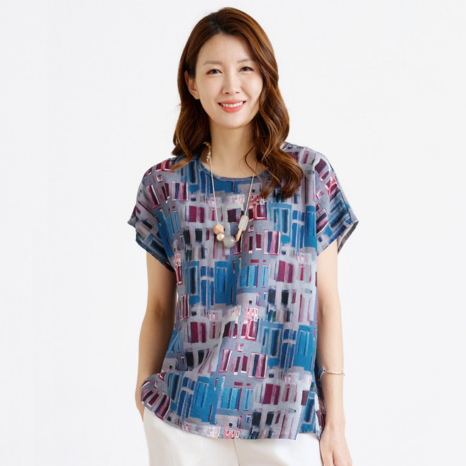 여성용 인견 가오리 블라우스 여름 시원한 반팔 티셔츠 엄마옷