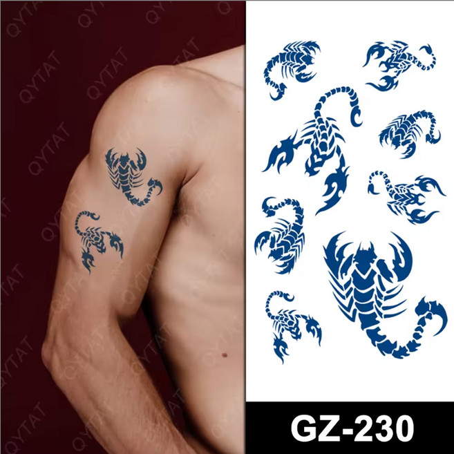 데이브렉 신개념 무광청색 리얼 타투 스티커 200종, 1개, GZ-230