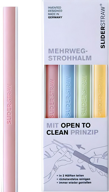 슬라이드스트로우 재사용 빨대 숏 믹스, 4개, 1세트