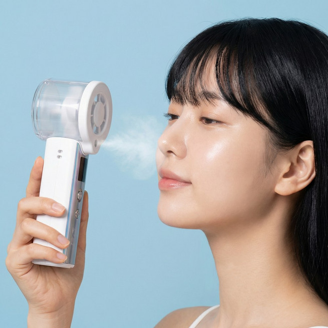 스카이뷰 미스트 휴대용 손선풍기 급속 냉각 선풍기 무선 손풍기 F1, 화이트