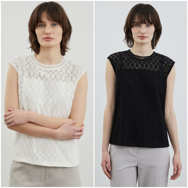 올리비아로렌 여성용 레이스 슬리브리스 탑 VOCAN4M3421