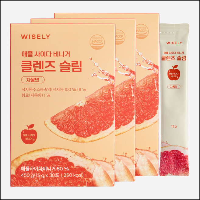 와이즐리 애플 사이다 비니거 클렌즈 슬림 스틱, 3개