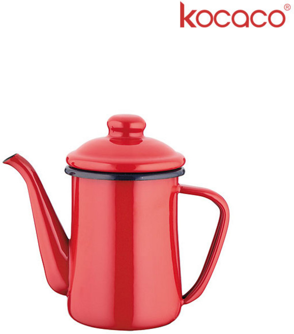 코카코 법랑 커피포트 0.6L 티타임용 주전자 미니 서빙용, 1개, 레드