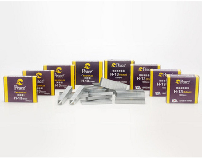 평화 스테플러 침 제본용 H-13 고강도 6mm(2000pcs) 8mm 10mm 12mm 15mm 17mm 20mm 25mm, 1개, 6호침