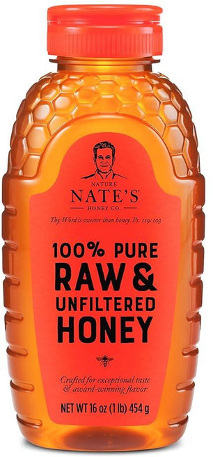 Nate's 100% 순수 여과되지 않은 생 꿀 - 수상 경력에 빛나는 맛 473.2ml(16온스) 스퀴즈 보틀 (6팩), 454g, 단일
