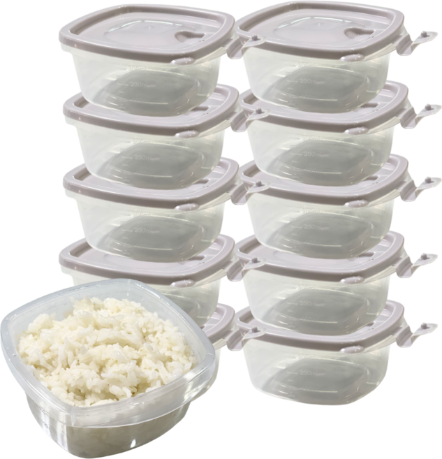 담담키친 스팀 새밥 냉동밥보관용기 전자렌지겸용 350ml 내열밀폐용기 10개