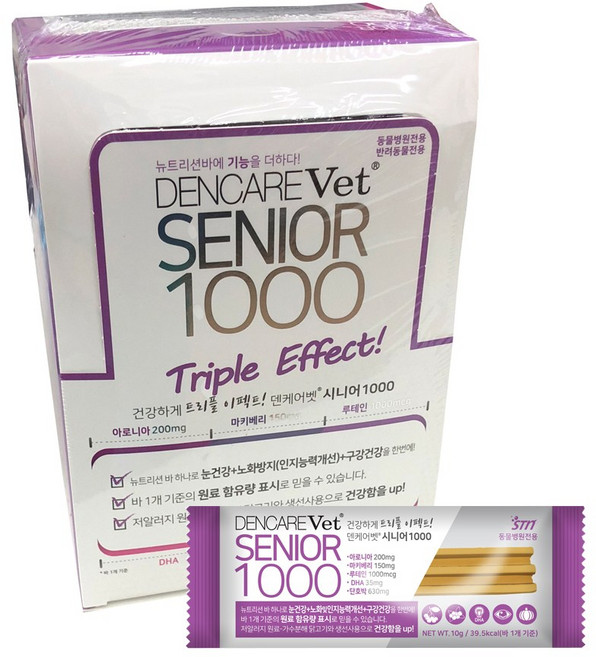 덴케어벳 강아지 덴탈껌 1000, 30개, 시니어