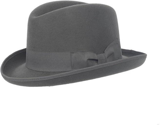 남성용 울 볼러 겨울 모자 클래식 롤 브림 페도라 더비 모자 회색.
