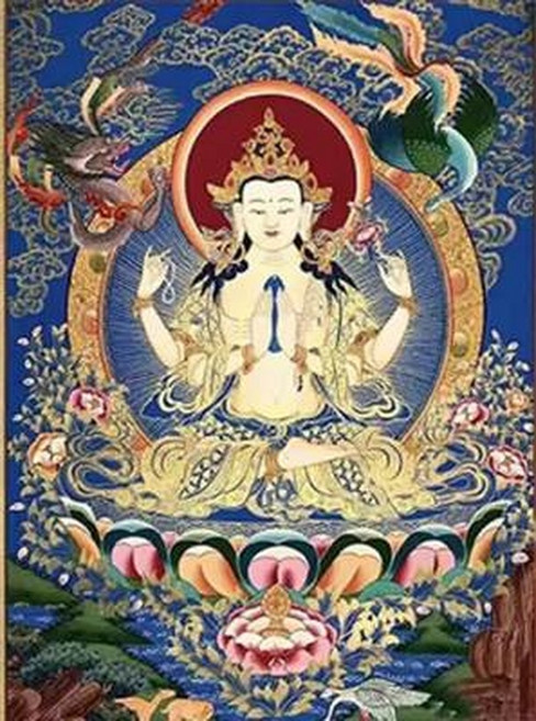 宗教佛像鑽石畫DIY材料包, DIY 十字繡自己繡四臂觀音菩薩唐客廳佛像手工點貼磚鑽石畫十字繡/滿繡-60x8, 1個