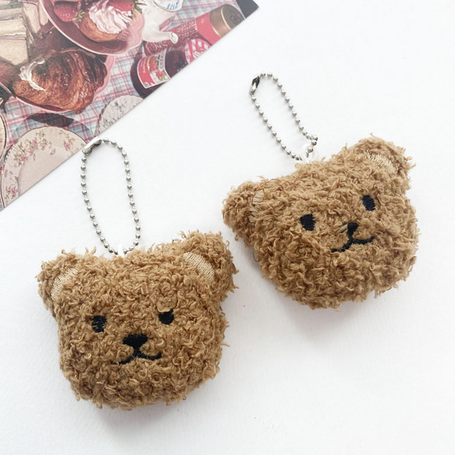 헤세드 10p) 군번줄형 뽀글이 곰돌이 인형 키링