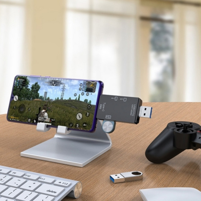 SD카드 TF카드 안드로이드호환 블랙박스영상 멀티리더기, 1개, 블랙, C-OTG3